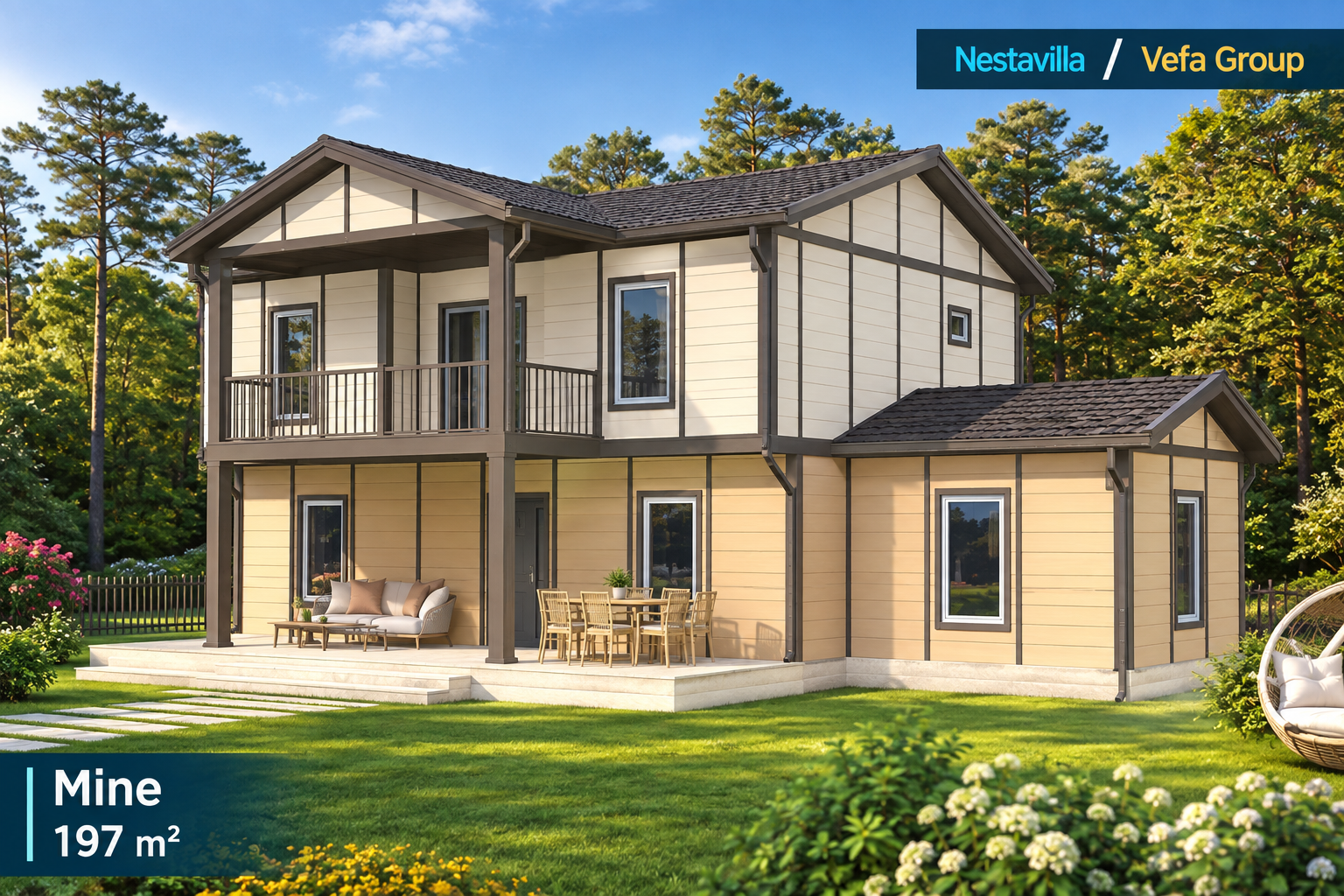 Nestavilla Mine 197 m² dubleks prefabrik ev modeli